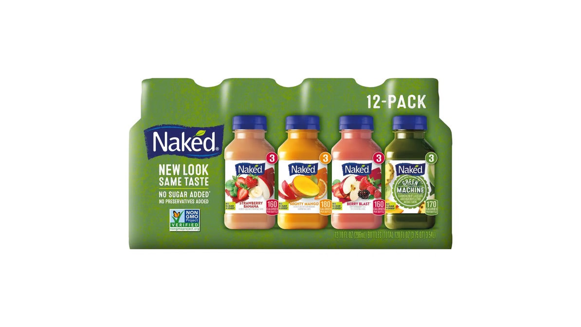 Naked 100% Juice Smoothies Variety Pack, 12-Pack, 12 x 10 oz