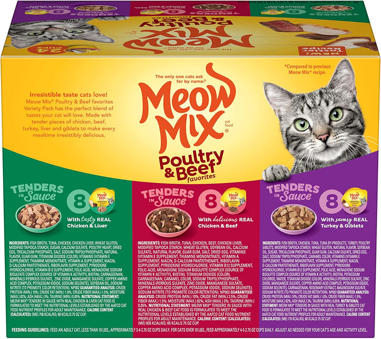 Meow Mix Pultry & Beef Favorites Wet Cat Food , 12 x 2.75 oz