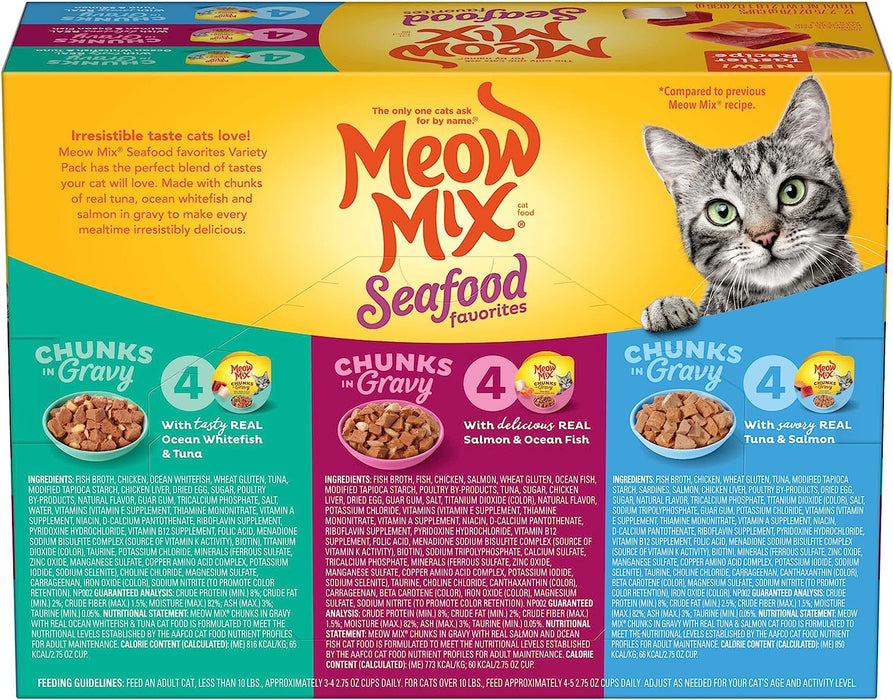 Meow Mix Seafood Favorites Wet Cat Food , 12 x 2.75 oz