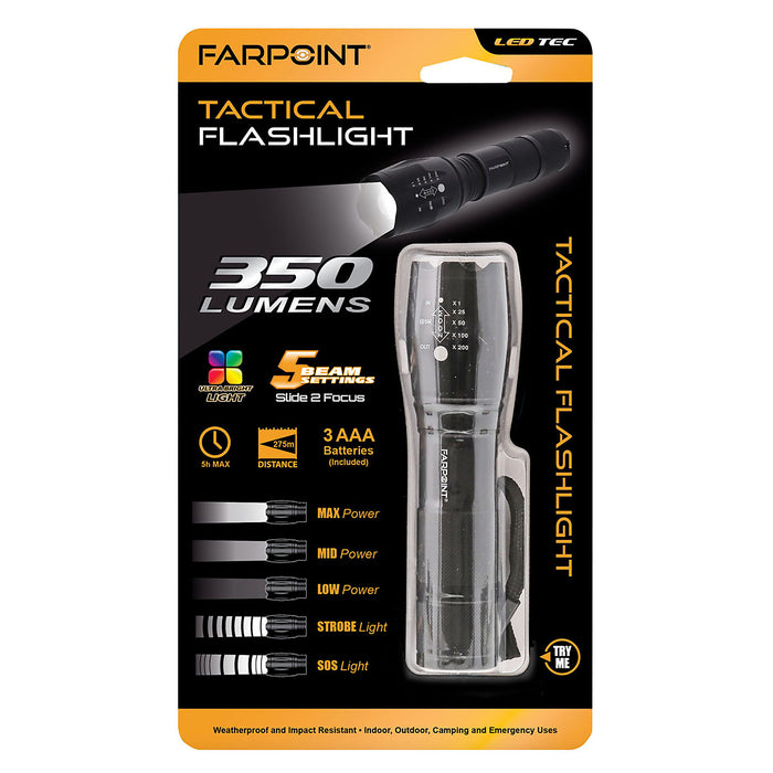 Farpoint Tactical Flashlight, 350 Lumens, 1 pc