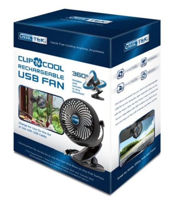 Greek Tek USB Rechargeable Clip-On Fan , 1 pc