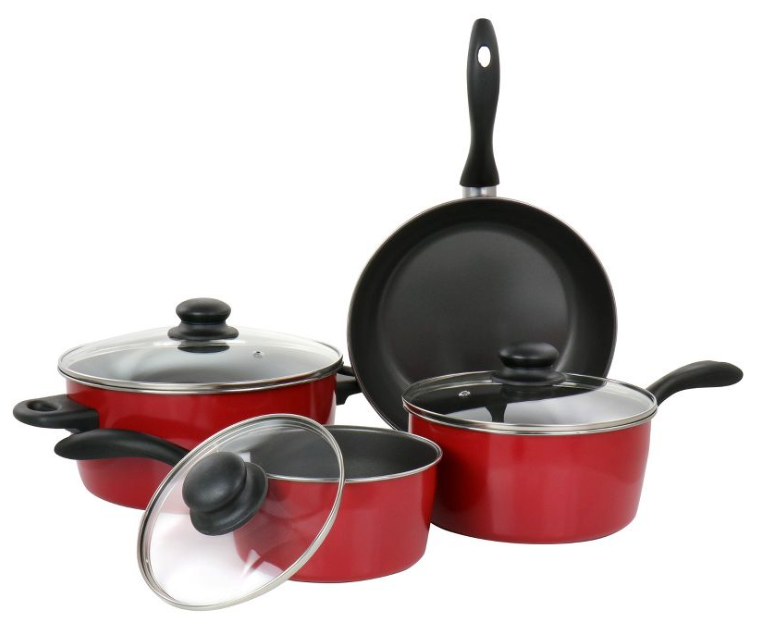 Gibson Armada Cookware Set, Red , 7 pcs