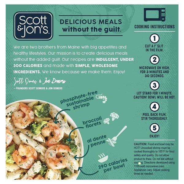 Scott & Jon's Shrimp Alfredo Pasta Bowl , 8 oz