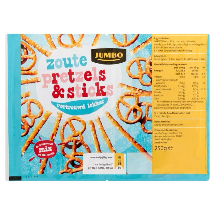 Jumbo Salty Pretzels & Sticks, 250 gr