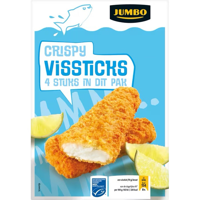 Jumbo Frozen Crispy Fish Sticks, 280 gr