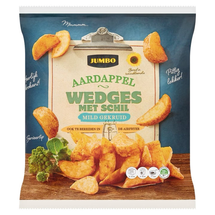 Jumbo Frozen Potato Wedges Mildly Seasoned with Skin, 600 gr