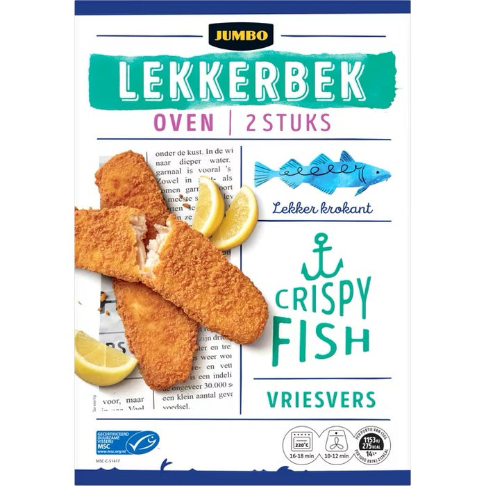 Jumbo Oven Lekkerbek, Fried Fish Sticks , 260 gr