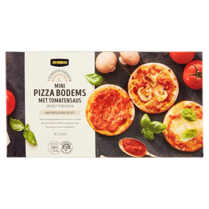 Jumbo Frozen Mini Pizza Bases with Tomato Sauce, 300 gr