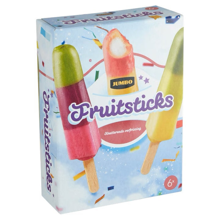 Jumbo Fruit Sticks Ice Lollies, 6 ct