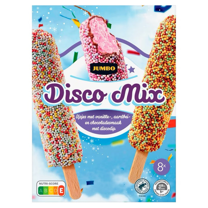 Jumbo Disco Ice Lollies Vanilla, Strawberry & Chocolate, 8-Pack , 8 ct