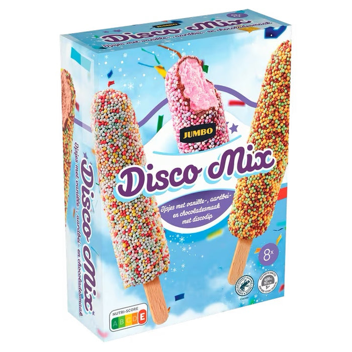 Jumbo Disco Ice Lollies Vanilla, Strawberry & Chocolate, 8-Pack , 8 ct