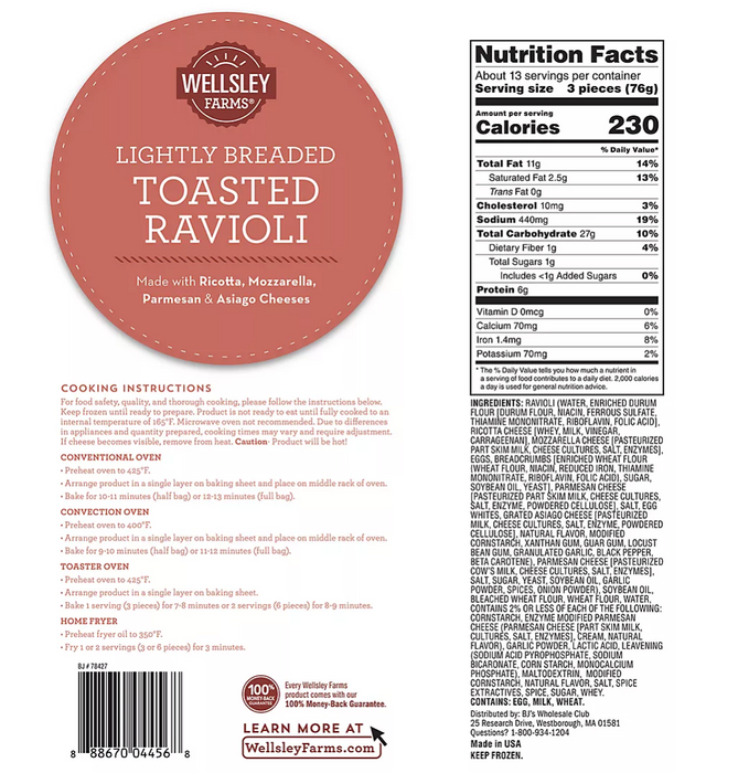 Wellsley Farms Toasted Raviolo , 36 oz