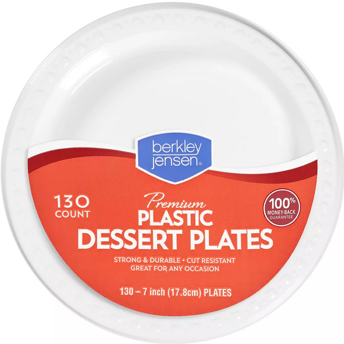 Berkley Jensen Premium Plastic Dessert Plates , 130 ct