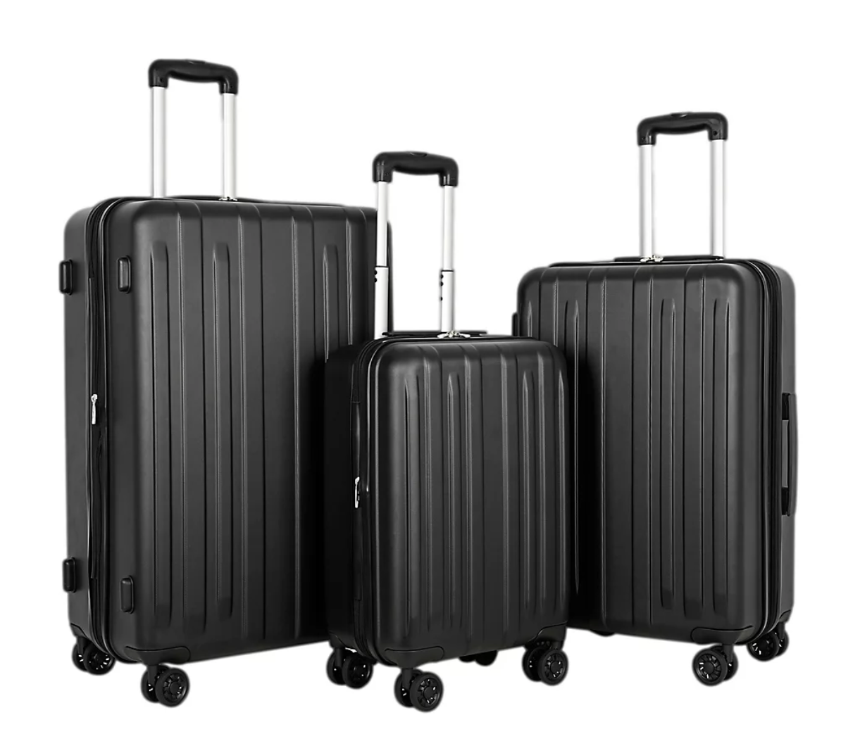 Berkley Jensen 3Piece ABS Expandable Spinner Luggage Set, Black , 3 p