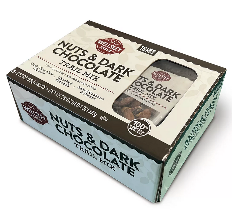 Wellsley Farms Nuts & Dark Chocolate Trail Mix, 16 x 1.25 oz