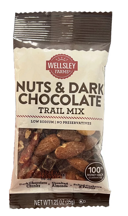 Wellsley Farms Nuts & Dark Chocolate Trail Mix, 16 x 1.25 oz