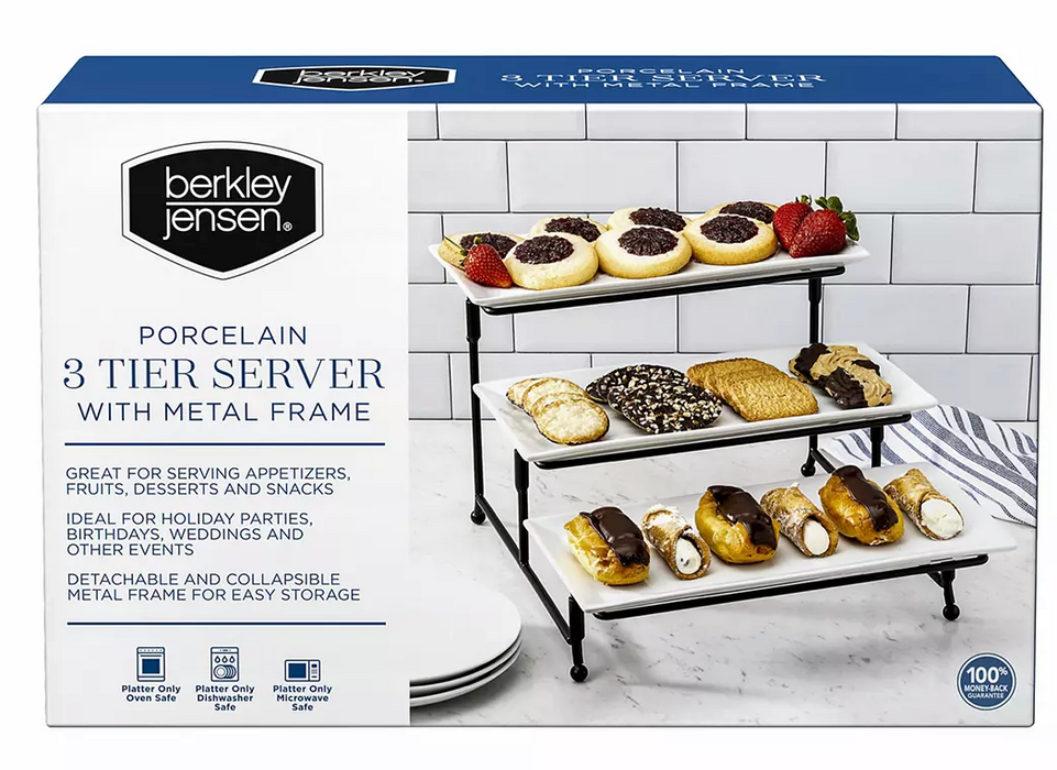 Berkley Jensen Porcelain 3-Tier Server With Metal Frame , 1 pc