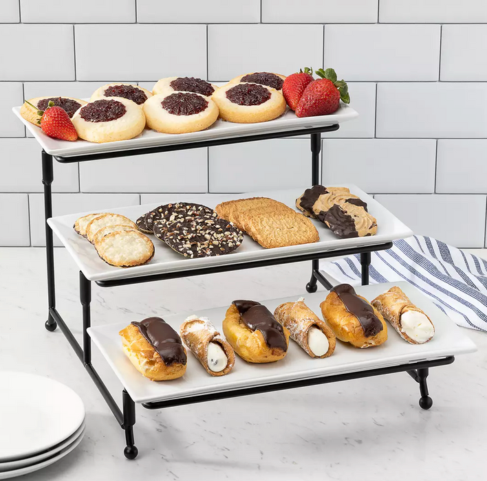 Berkley Jensen Porcelain 3-Tier Server With Metal Frame , 1 pc