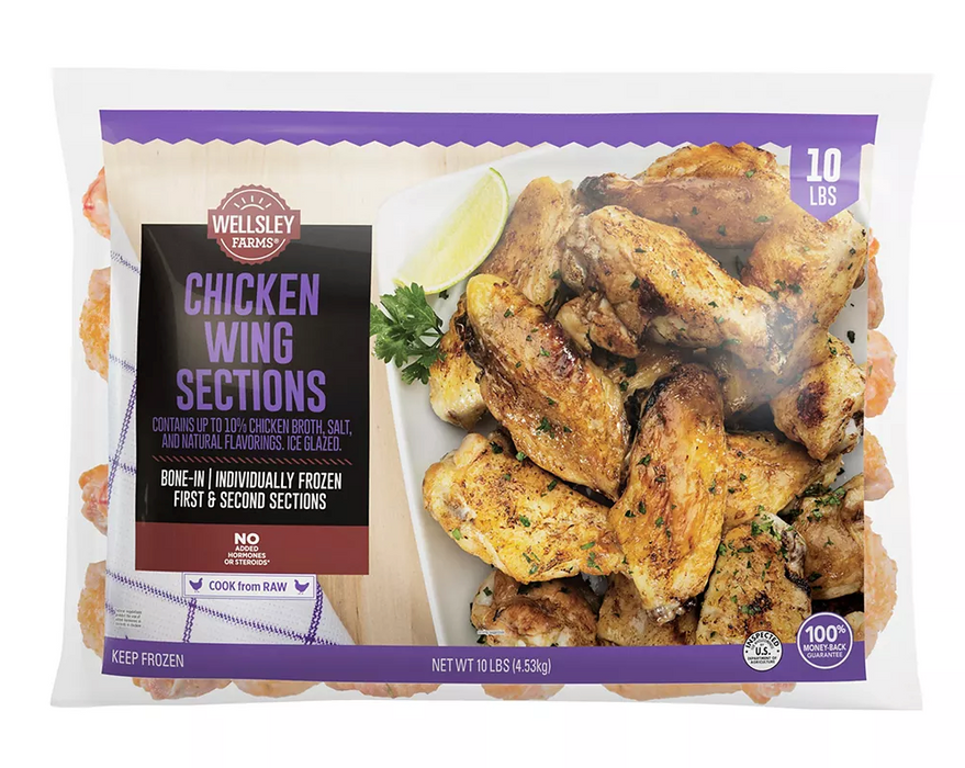 Wellsley Farms Frozen Raw Chicken Wings  , 10 lbs