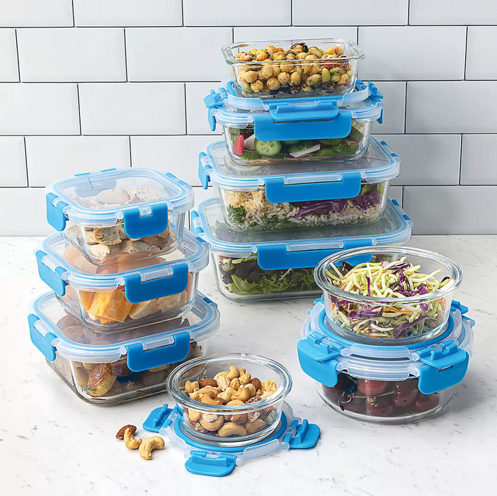 Berkley Jensen 20-Piece Round Glass Food Storage Set With Artight Locking Lids , 20 pcs