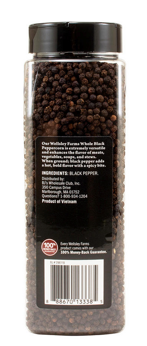 Wellsley Farms Whole Black Peppercorns, 18.5 oz