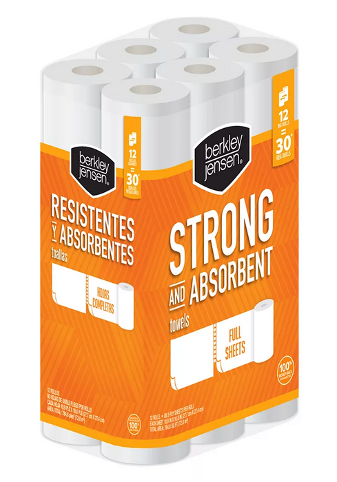 Berkley Jensen Strong & Absorbent Paper Towels, 80 Sheets, 2-Ply , 12 ct