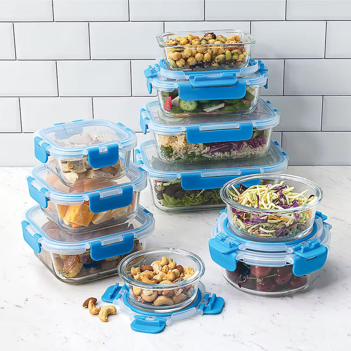 Berkley Jensen 20-Piece Glass Food Storage Set with Airtight Locking Lids, 20 pcs