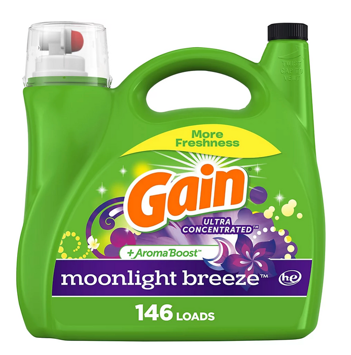 Gain + Aroma Boost Liquid Laundry Detergent, Moonlight Breeze Scent , 208 oz