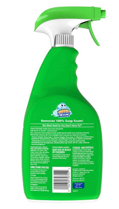 Scrubbing Bubbles Bathroom Grime Fighter Bathroom Cleaner Citrus Scent Spray, 32 oz