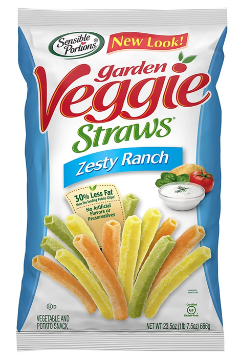 Sensible Portions Zesty Ranch Garden Veggie Straws, 23.5 oz