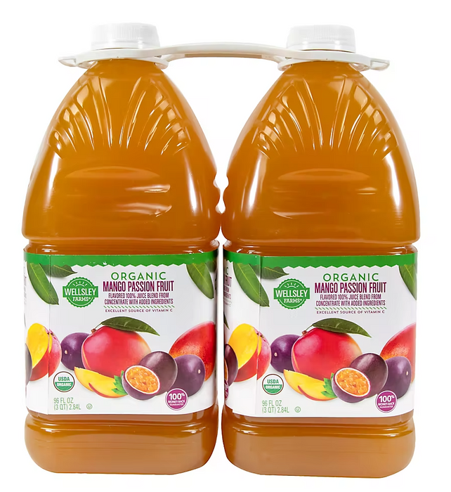 Wellsley Farms Organic Mango Passion Fruit Juice, 2-Pack, 2 x 96 oz