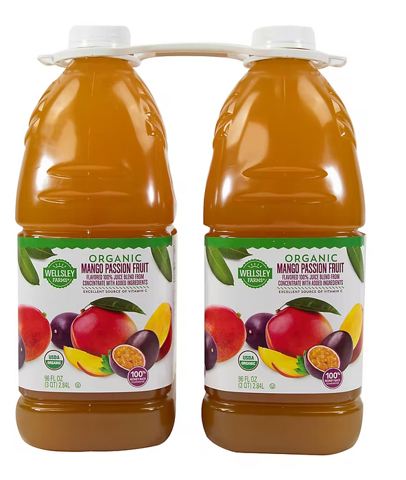 Wellsley Farms Organic Mango Passion Fruit Juice, 2-Pack, 2 x 96 oz