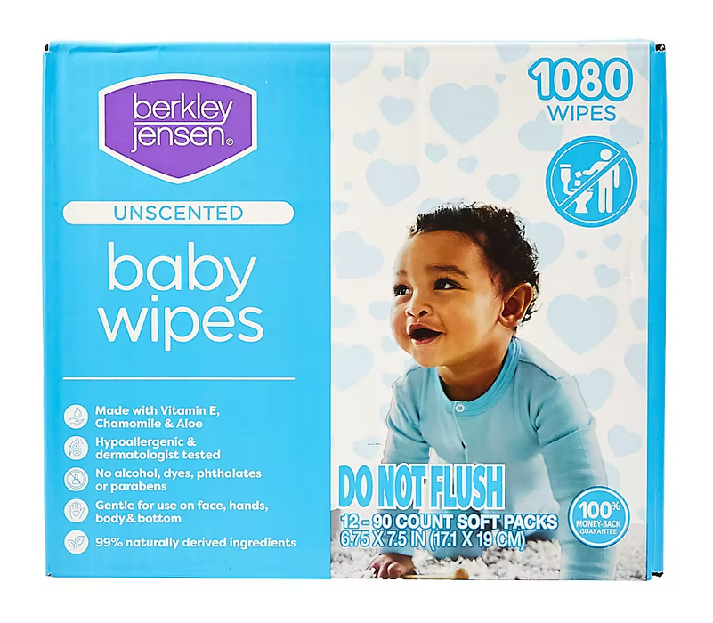 Berkley Jensen Unscented Baby Wipes, 1080 ct