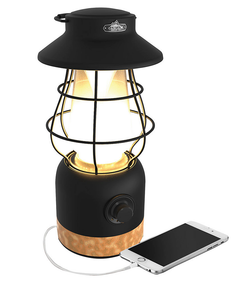 Cascade Mountain Tech Dual-Power Lantern with USB Charging Station, 10 ...