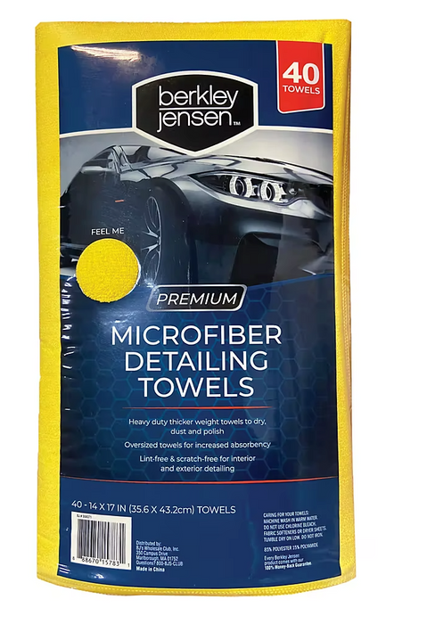 Berkley Jensen Microfiber Detailing Towels, 40 ct