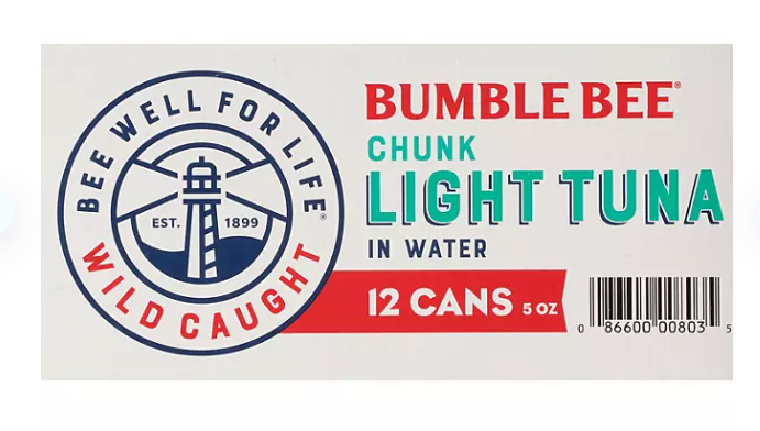 Bumble Bee Chunk Light Tuna in Water, 12-Pack, 12 x 50 oz