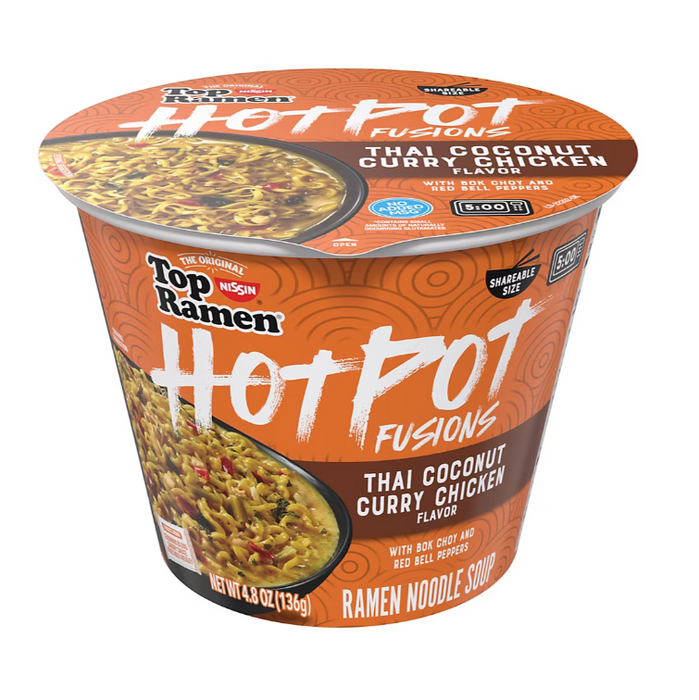 Nissin Top Ramen Hot Pot Coconut Curry Chicken Bowl, 4.8 OZ