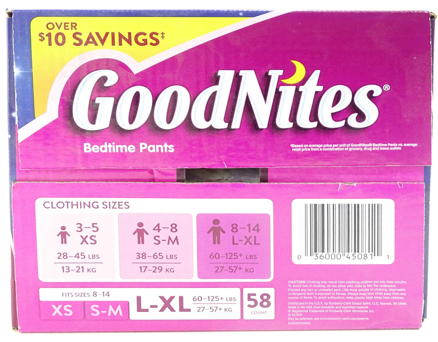 GoodNites Girls Underwear, L-XL, 58 ct