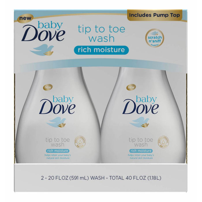 Baby Dove Rich Moisture Tip to Toe Wash, Value Pack, 2 x 20 oz