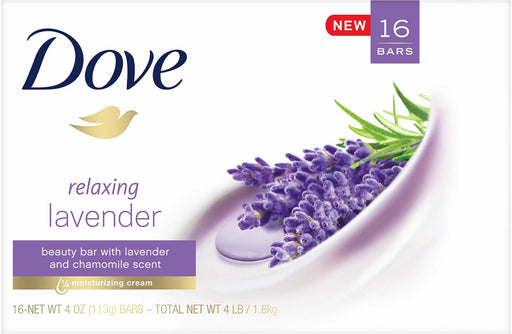 Dove Relaxing Lavender Beauty Bar Soap, 16 x 4 oz