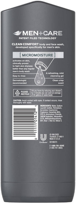 Dove Men+Care Clean Comfort Body & Face Wash, 13.5 oz