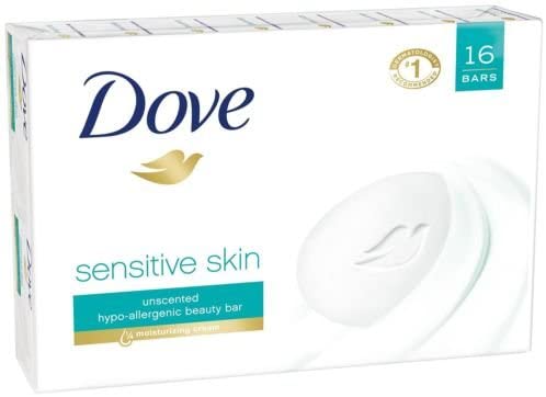 Dove Unscented Sensitive Skin Bar Soaps , 16-Pack , 16 ct