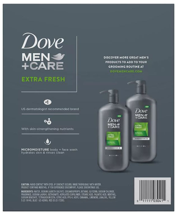 Dove Men + Care Extra Fresh Body & Face Wash, 2-Pack ,  2 x 30 oz