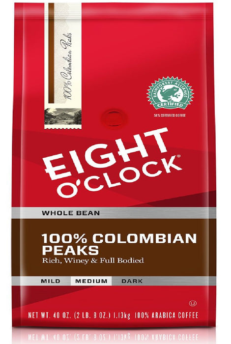 Eight O'Clock Whole Bean Colombian Coffee, 40 oz