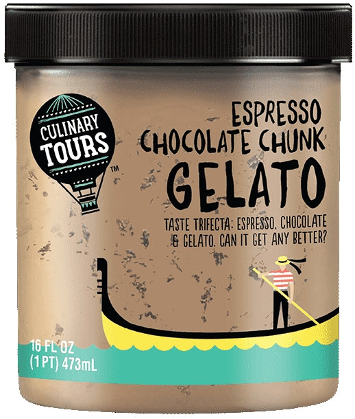 Culinary Tours Espresso Chocolate Chunk Gelato Ice Cream, 16 oz