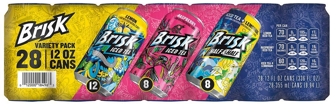 Lipton Brisk Iced Tea Cans, Variety Pack , 28 x 12 oz