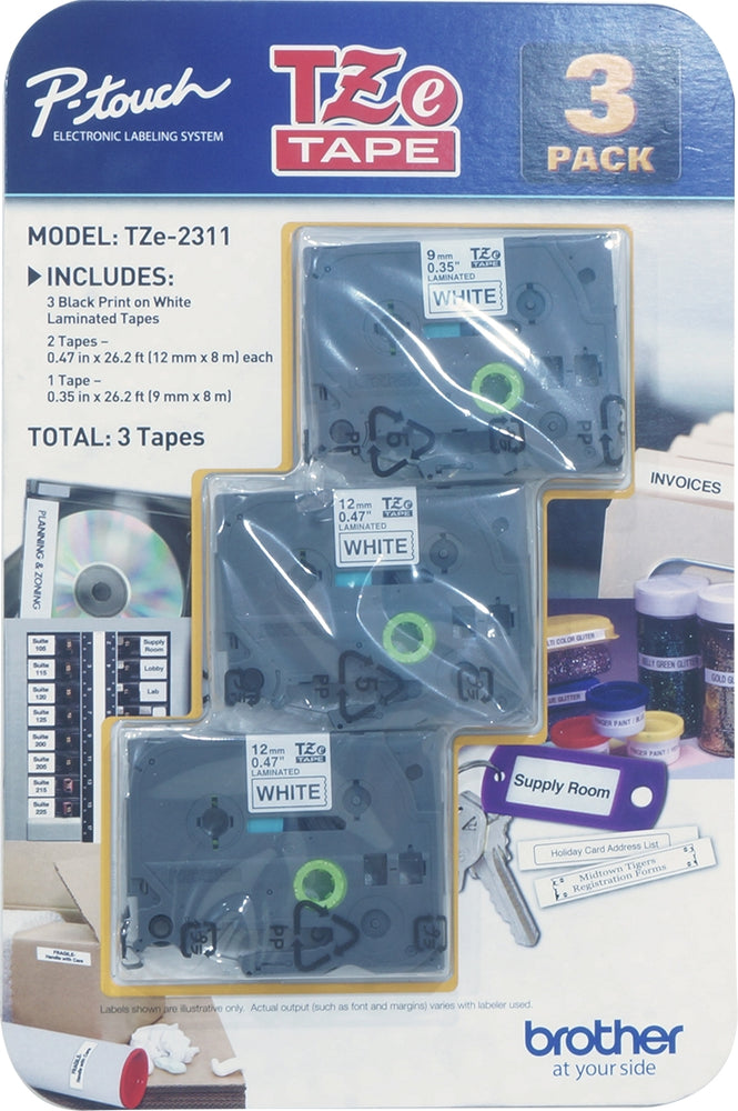P-Touch Labeling Tape, Value Pack, 3 ct