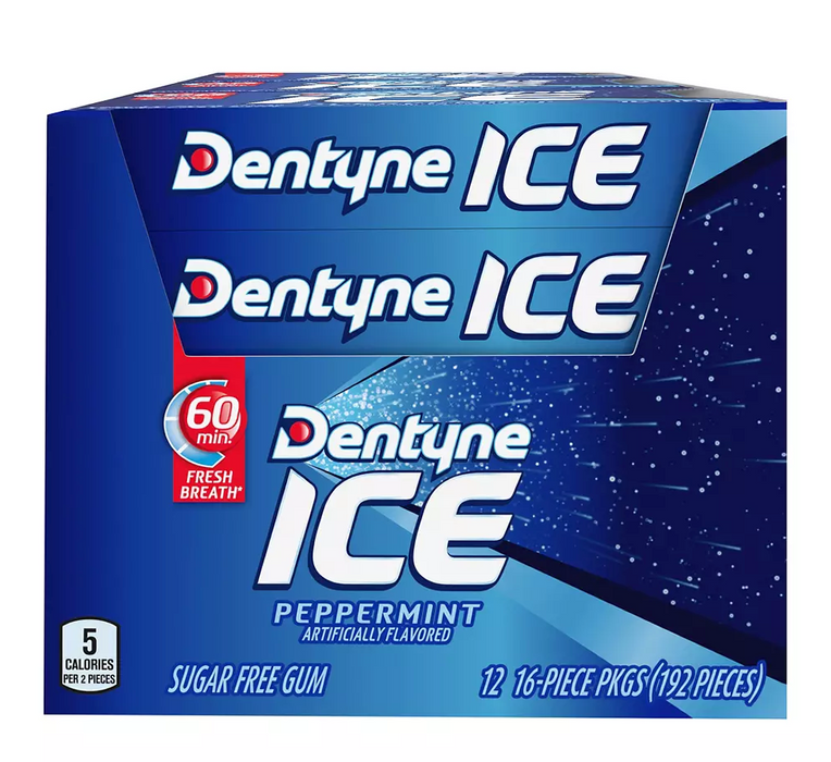 Dentyne Ice Peppermint Chewing Gum, Value Pack, 12 ct