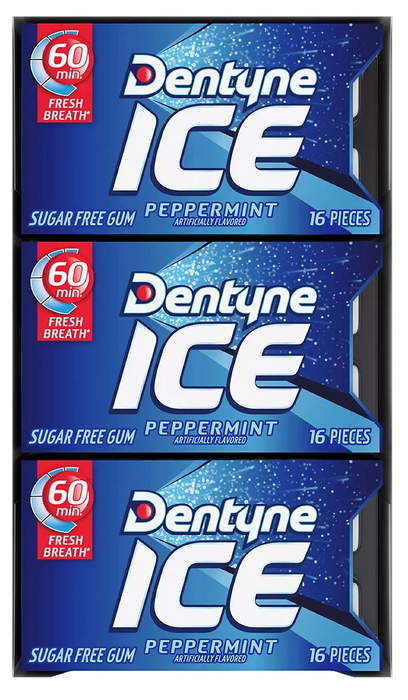 Dentyne Ice Peppermint Chewing Gum, Value Pack, 12 ct