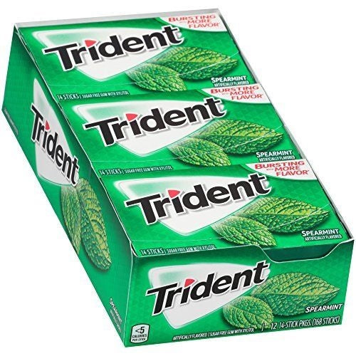 Trident Spearmint Sugar Free Gum Value Pack, 12 x 14 ct